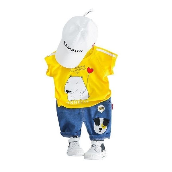 

new summer baby boys girl clothes infant children clothing cartoon kids t-shirt shorts 2pcs/set toddler fashion sportswear suits y200803, White