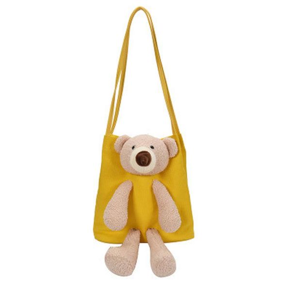 

cute bear canvas female bag plush cartoons girls shoulder bag outdoor casual student shoulder handbag