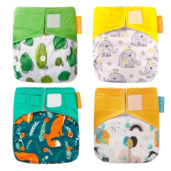 Happy Flute Wholesales Heavy Wetter AI2 Cloth Waterproof Resuable Baby .OS Diaper 4pcs Pack 201117