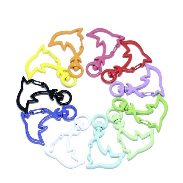 

mix color 10pcs/lot colorful dolphin shape for keychain lobster lobster clasp hooks for key ring clasp di jllebx