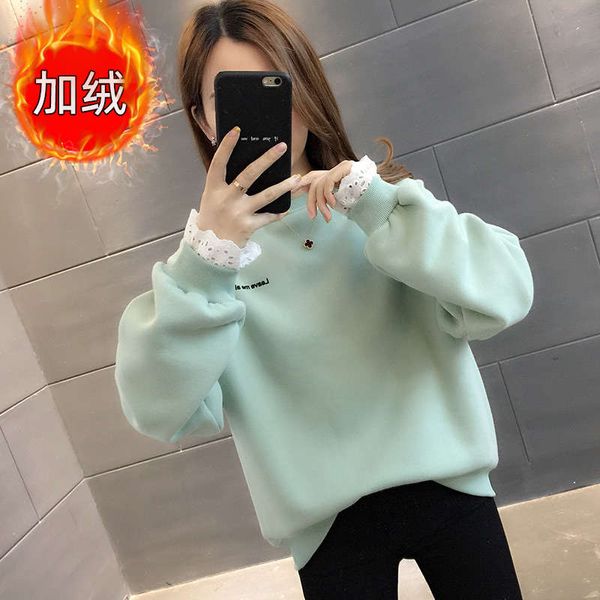 

cashmere and thickened new korean autumn / winter loose crew neck short foreign style pullover sweater for women fashion ins, Black