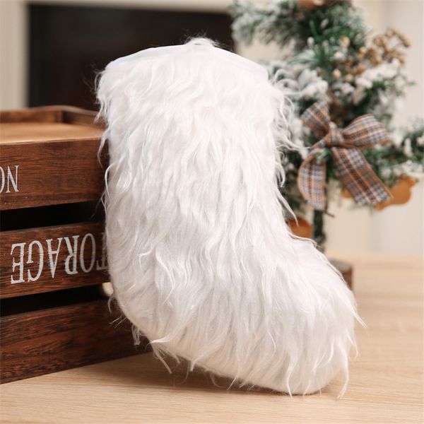 

christmas stocking patchwork socks xmas candy gifts bag purse storage packing decoration boutique white plush christmas f102108