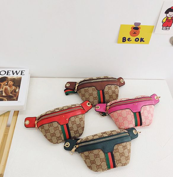 

designer new kids bees letter printed chest backpacks children stripe strap waist bag girls messenger bags a4947