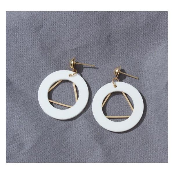 

geometric triangle plastic double exaggerated minimalist simple circle earrings whol sqcnyr new_dhbest, Silver