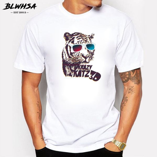 

blwhsa новая мода мужчин футболки лето топы с коротким рукавом тигр одежда красочные очки для печати t shirt тройники спорта с капюшоном hoo