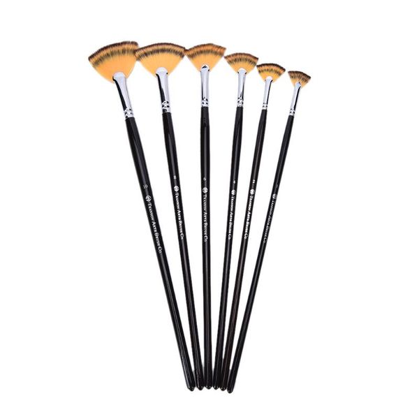 

1pc 6 sizes fine hand fan shape multifunctional artist oil painting brushes painting pen for supplies stationery, Blue;orange
