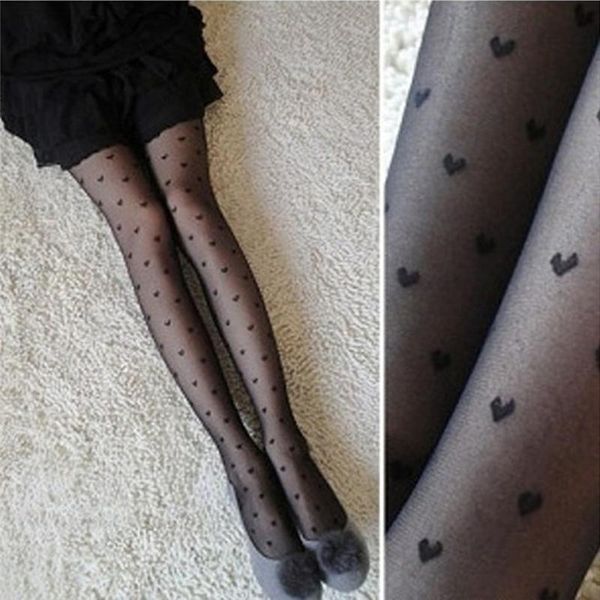 

socks & hosiery 2021 women tights stockings female love heart transparent pantyhose black stocking microfiber acrylic stockin, Black;white