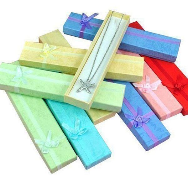 

10 x elegant luxury long rectangular necklace gift boxes for jewellery presentation, Pink;blue