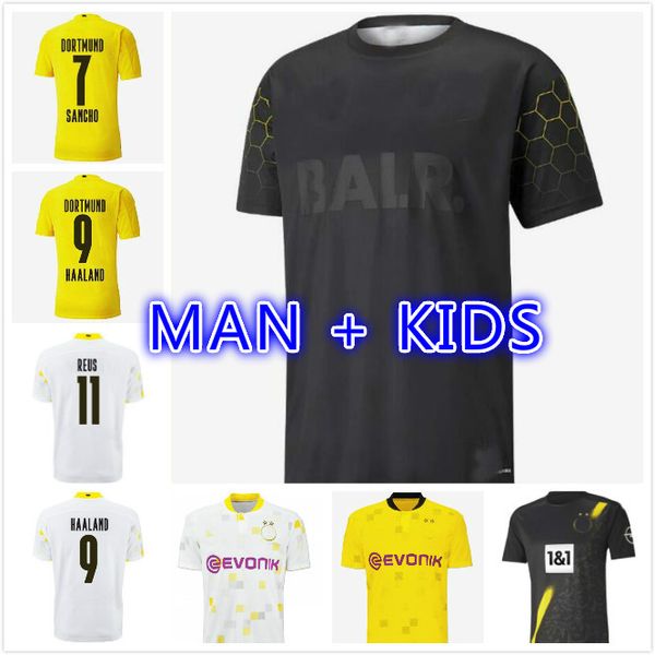 

man + kids 20 21 reus guerreiro jerseys soccer 2019 2020 blackout sancho hummels haaland sport shirt 2020 brandt, Black;yellow