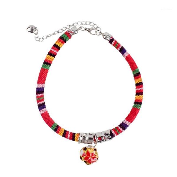 

dog collars & leashes pet cotton bohemia bell collar colorful neck strap with extend chain puppy cats accessories for gatos1