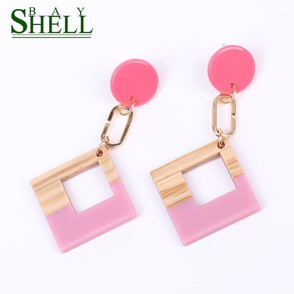 

shell bay fashion jewelry earrings boho punk/dangle earrings women long pink geometric resin wholesale stud1, Silver