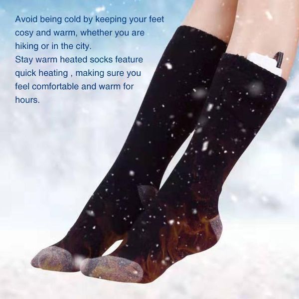 

men women adjustable temperature heated socks electric dry battery universal foot warmer practical rechargeable winter washable, Black