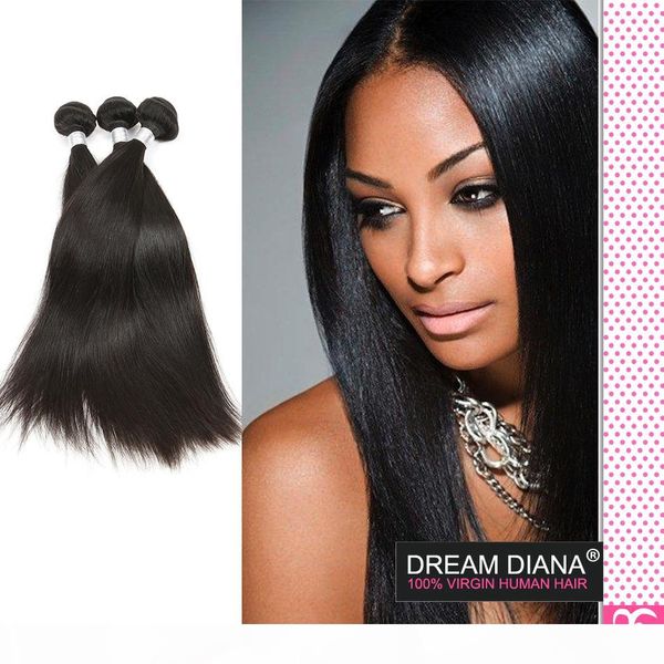 

7a grade brazilian virgin hair kinky straight 4pcs queen weave beauty virgin brazilian hair bundle deals 100% human hair straight weave, Black