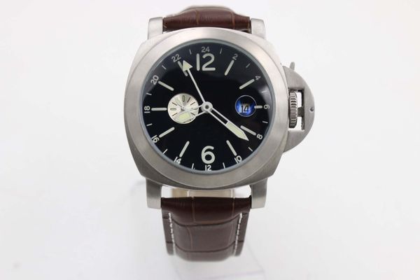 

2019 old model pam gmt men's watch brown leather automatic movement date high quailty 316l wristwatch, Slivery;brown