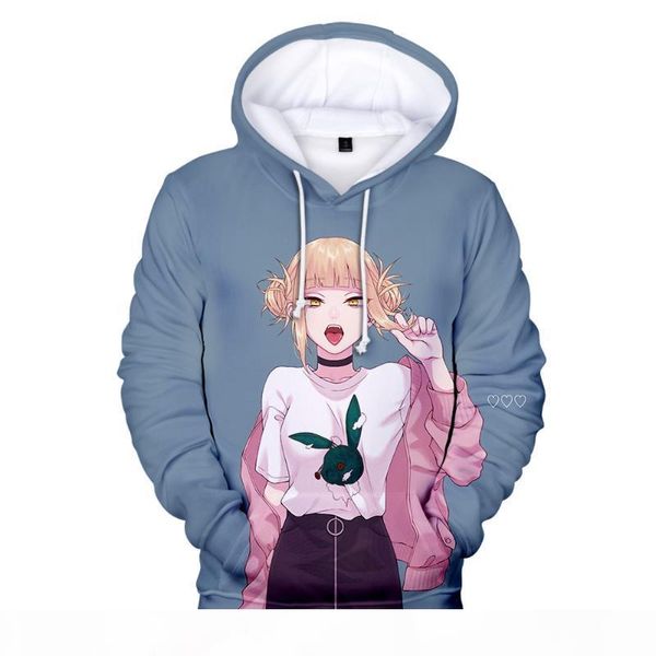 

himiko toga cosplay hoodies 3d printed anime himiko toga harajuku streetwear men women warm coat oversized funny hoodie, Black