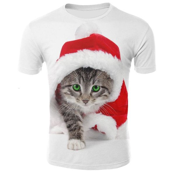 

2021 summer new galaxy space 3d t-shirt cute kitten cat eating taco pizza funny t-shirt short sleeve summer shirt comfortabl, White;black