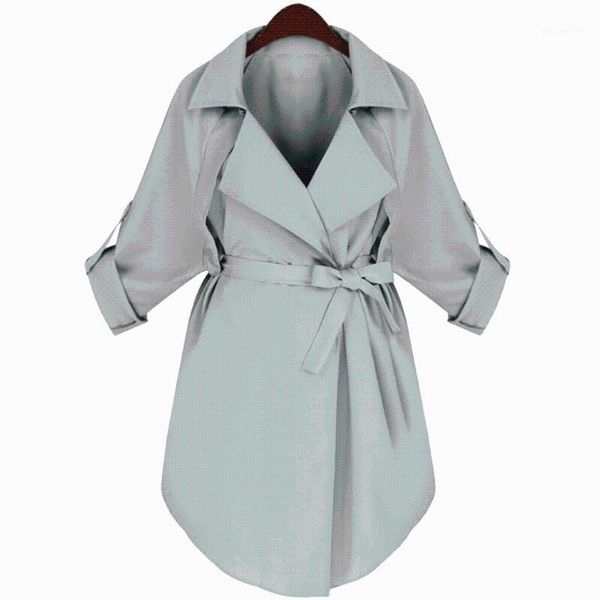 

trench coat womens autumn british style plus size belt windbreaker clothes slim bowknot irregular splicing ropa invierno mujer1, Tan;black