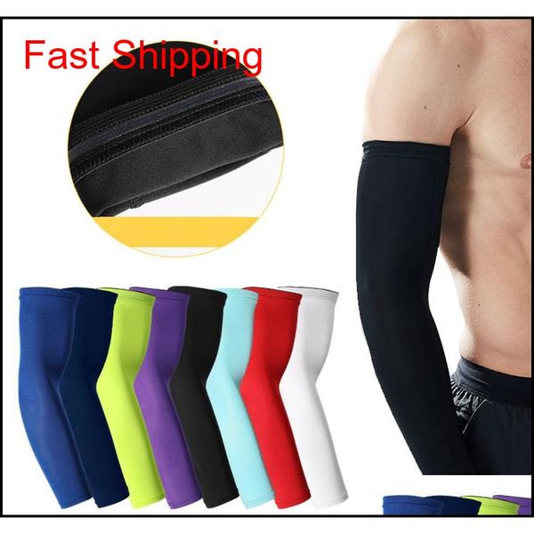 

basketball arm guards lengthen elbow protective gear men women sports riding fitness running slip breathable sunscreen sleeves ds0255 rrufa, Black
