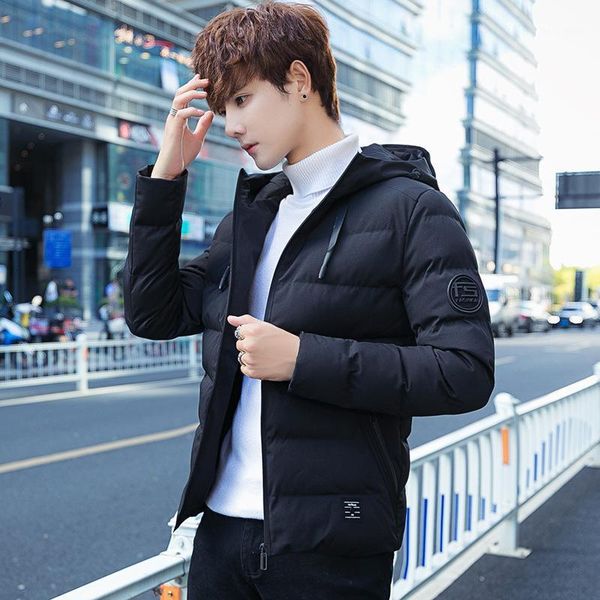 

main push winter loose coat 2019 cotton-padded clothes trend student men's wear clothes down cotton-padded jacket short fund1, Black