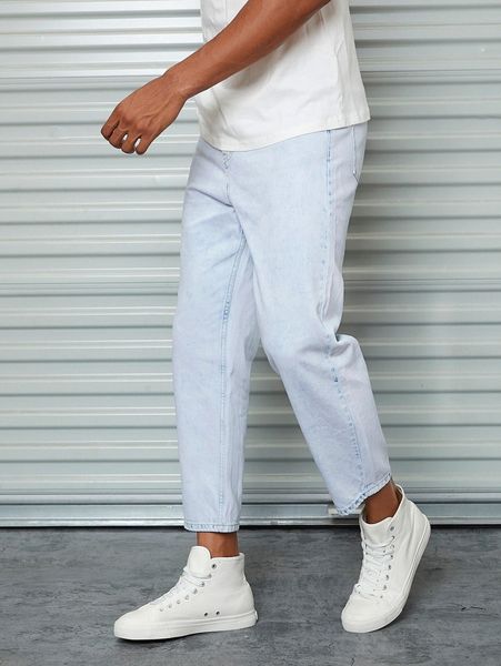 

men high waist slant pockets jeans y6xc#, Blue