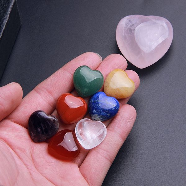 

natural seven-pulse stone energy crystal heart-shaped pink crystal amethyst peach heart healing meditation stone creative heart-shaped ornam, Silver