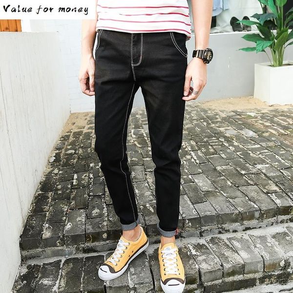 

мужские натяжные зимние контрастные конические джинсы, Blue