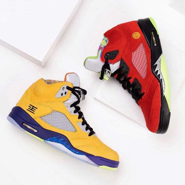 

drop shipping what the 5 mens athlete basketball shoes cz5725-700 varsity maize ghost green solar orange 5s men retro sports trainer sneaker, White;red