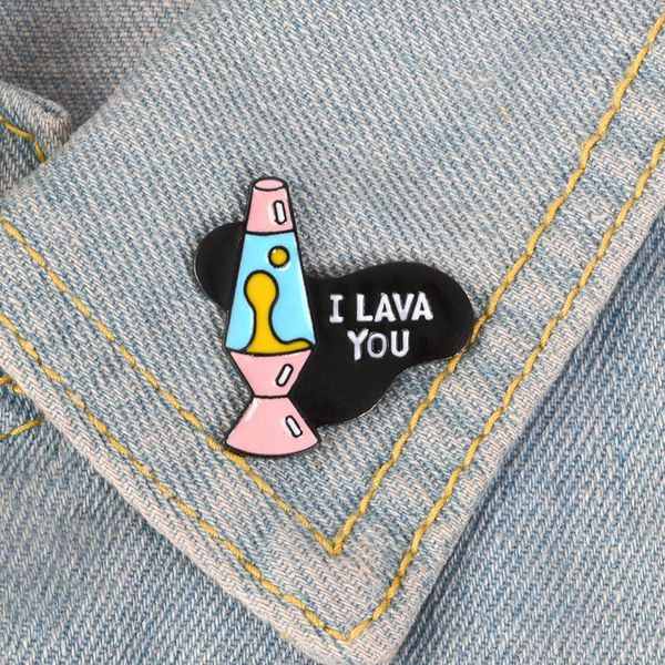 

volcano lava i love you couple lovers pins for backpacks, Blue