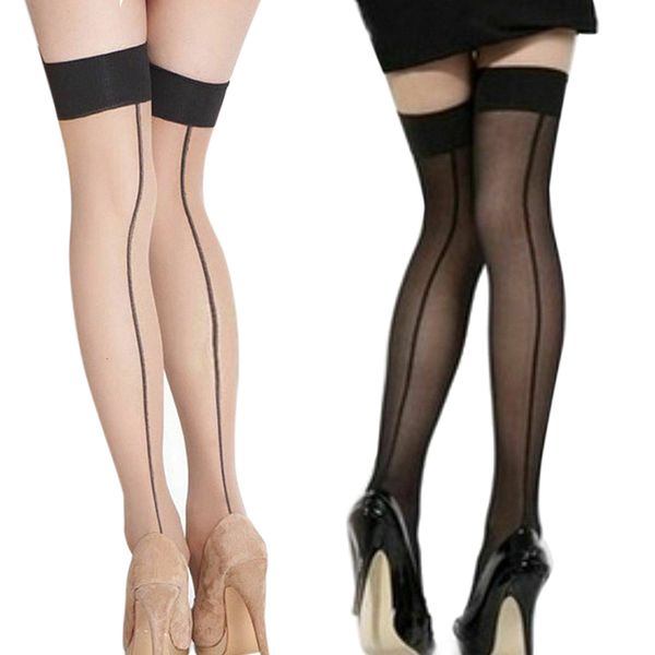 

new wholesale nylon women's perspective striped stockings lady thigh high pantyhose long stocking, Black;white