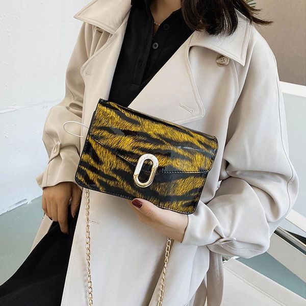 

tiger pattern mini chain pu leather crossbody bags for women 2020 shoulder handbags women's fashion pearl hand bag