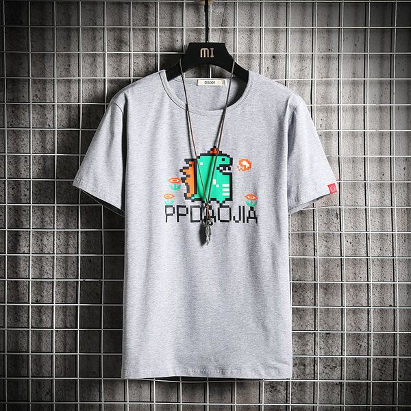 

2021 new harajuku funny graffiti dinosaur print streetwear tees shirts mens summer hip hop casual short sleeve tshirts fashion 9v3g, White;black