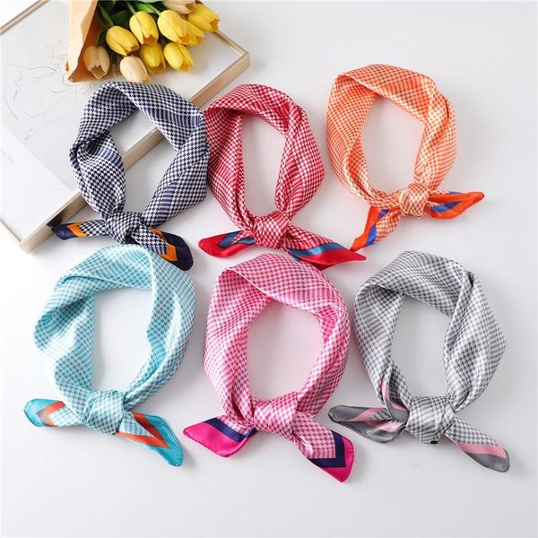 

мода плед шелковый шарф шеи lady диапазона волос шали и палантины малый квадрат платках для сумки ручка tie foulard банданы sqcavx, Blue;gray