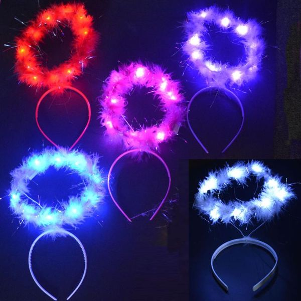 

women girls crown halo angel flashing glow headband light hairbands hair band wedding birthday led party supplies gift