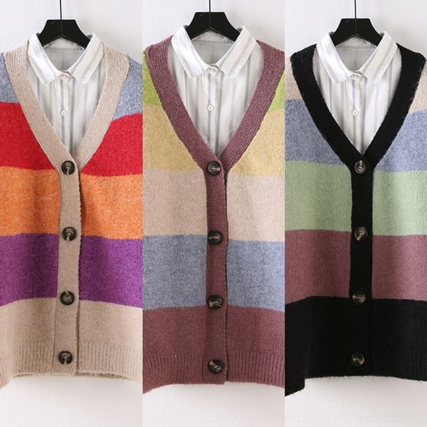 

gwk3s online red sweater women's coatcoat cardigan 2020 wear women's autumn lazy style loose outer new korean style knitted coat 9, White;black