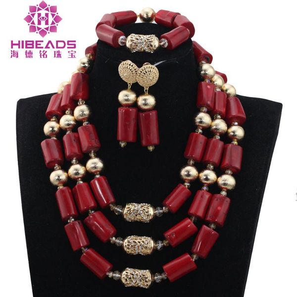 

traditional wedding beads jewelry sets wine red coral beaded bridal jewelry sets gold nigerian dubai cnr829, Silver