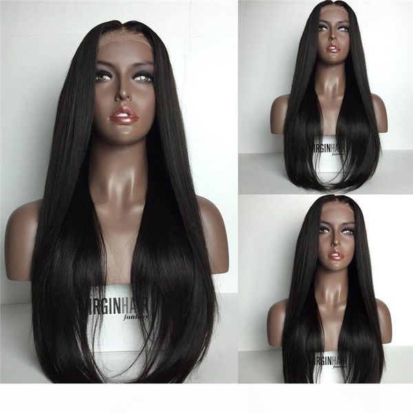 

8a full lace wigs for black women full lace wigs natural straight glueless lace front human hair wigs, Black;brown