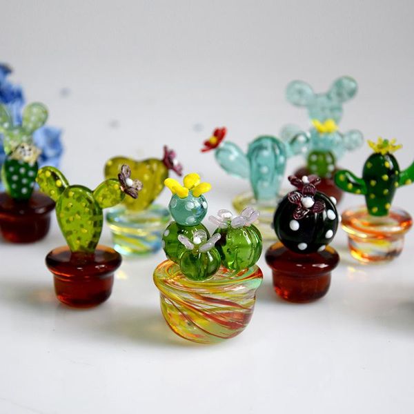 

decorative flowers & wreaths handmade glass cactus deskmicro landscape ornaments mini for house bar shop and kids gifts
