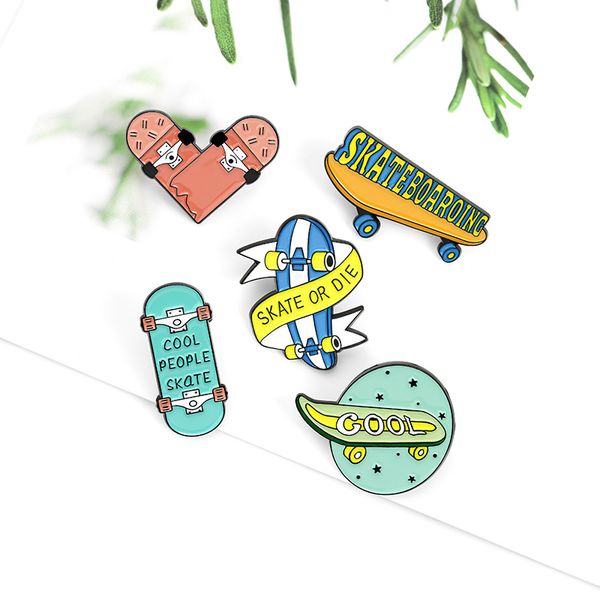 

skaters enamel pin custom fun sports love skating brooches bag lapel pin cartoon badge jewelry gift for kids friends, Blue