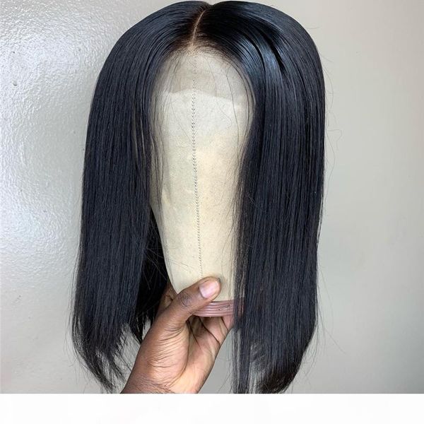 

4x4 silk base short full lace front closure wigs bob wig for black women natural color brazilian remy hair, Black;brown