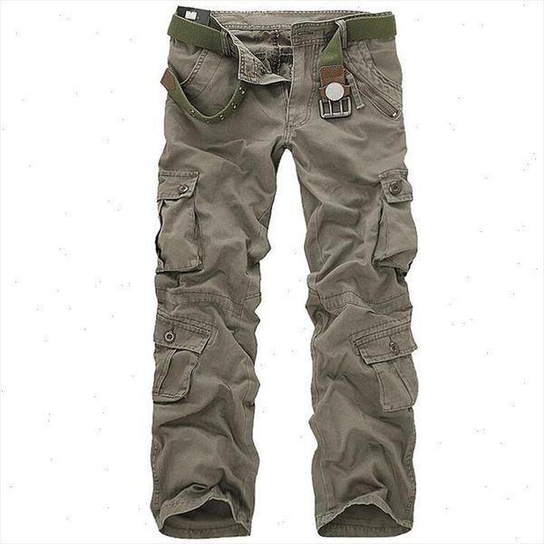 

men tactical military pants male casual multi pockets overalls loose style trousers mens fashion cargo outwear camouflage pants, Black
