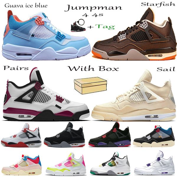 

with box new starfish 2021 sail bred men jumpman 4 4s basketball shoes union nior paris metallic purple mens trainers sports sneakers