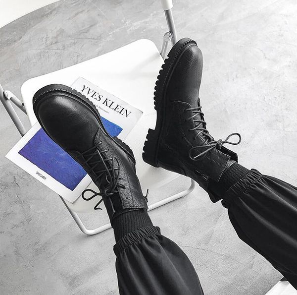 

men boots winter lerther botties soft side zipper high cool black mens boot fashion keep warm size 40-45 04