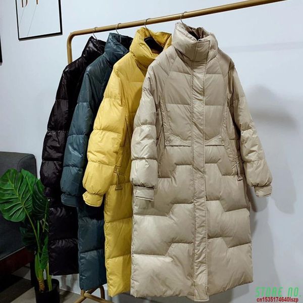 

r 2020 long jacket women 90% white duck down parka new winter blue down coat female yellow thick warm outerwear, Black