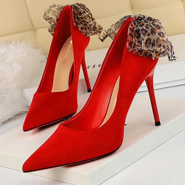 

fashion women shoes heels suede high heels women pumps womens bow ladies shoes wedding stiletto pointed female, Black
