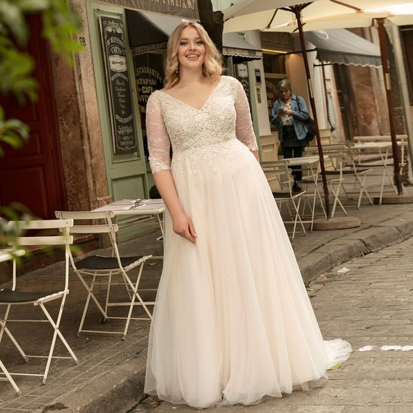 

new romantic es 2021 charming v neck half sleeves bohemian lace bridal illusion a line wedding gown for bride t70f, White