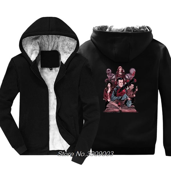 

evil dead ash vs evil dead printed coat ash williams eligos cartoon sweatshirt winter streetwear hooded sweatshirt hoodie men t shirt