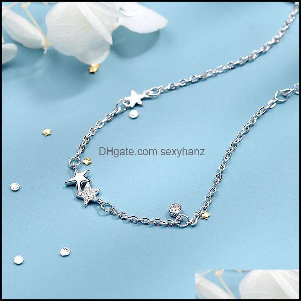 

charm bracelets jewelry 925 sterling sier crystal star bracelet for women &bangle party sl347 drop delivery 2021 tvsc0, Golden;silver