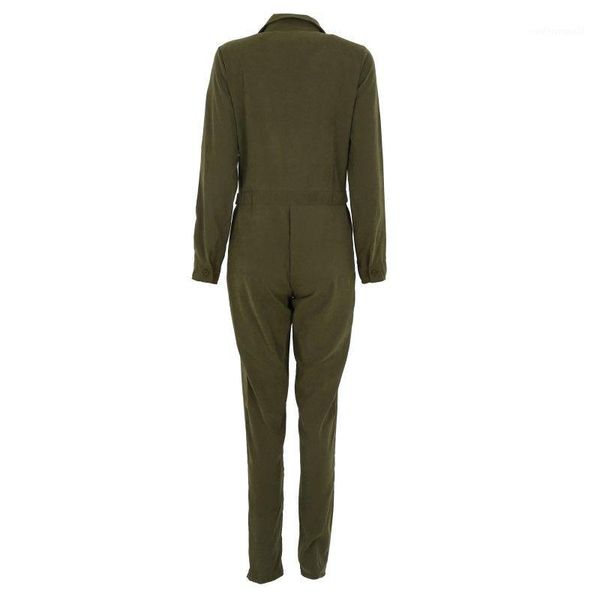 

women's jumpsuits & rompers women jumpsuit bodycon party lapel long-sleeved playsuit trousers stylish army green 1, Black;white