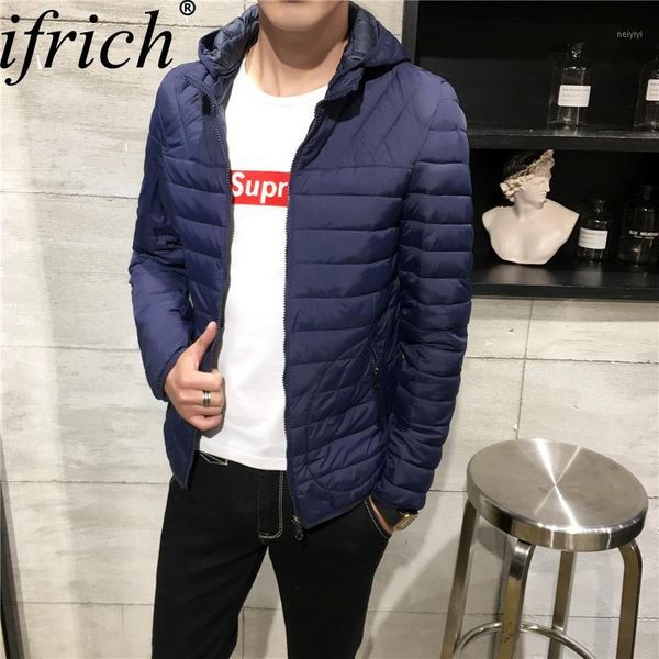 

men's down & parkas ifrich men winter jacket fashion hooded thermal cotton male casual hoodies brand clothing warm coat 3color black1, Black