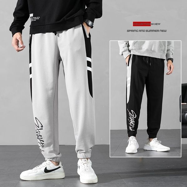 

meudl autumn new color casual tight sports tight sports pants loose slim elastic waist sweatpants men's trousers leggings fit closed so, Blue